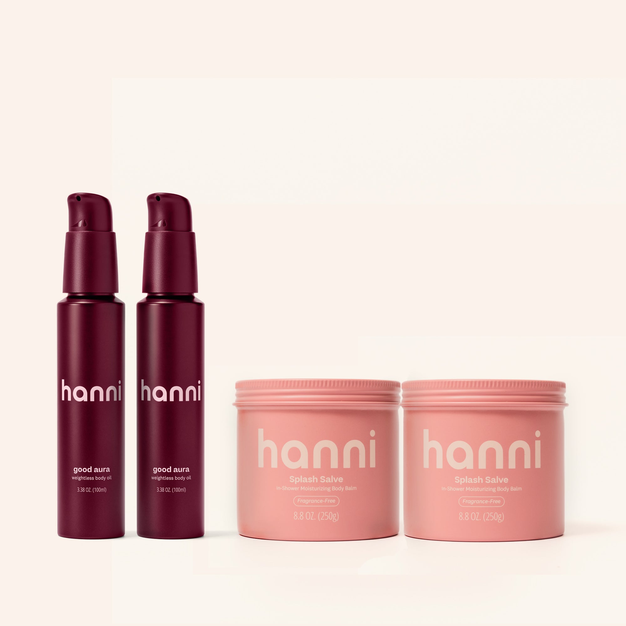 From left to right: Two Good Aura and Two Splash Salve Fragrance - Free
